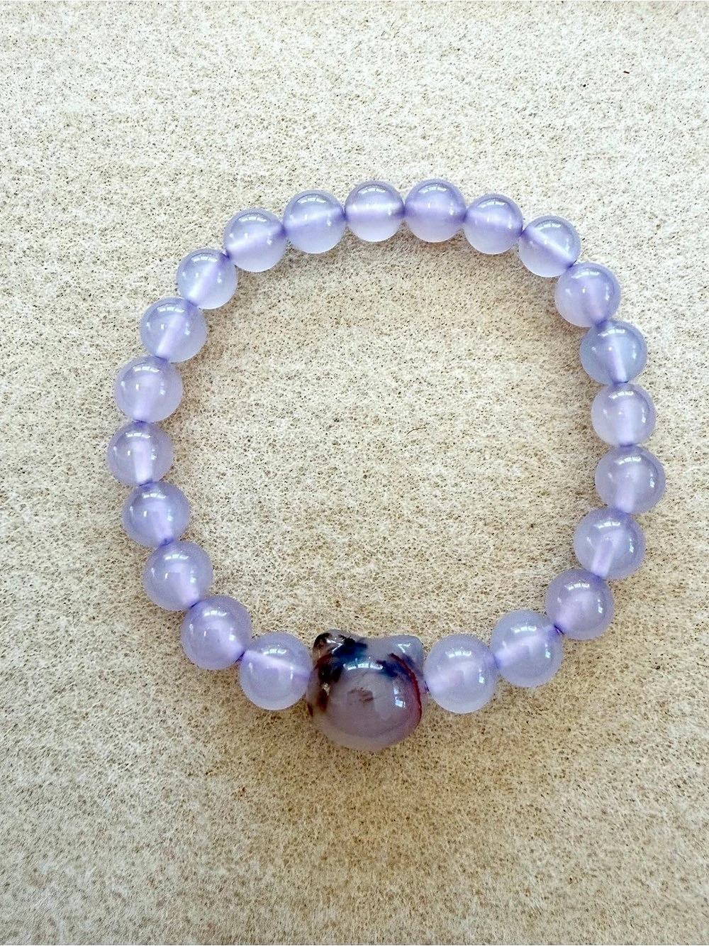 Purple Agate Stretchy Beaded Bracelet